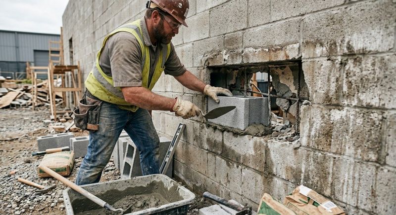 Cinder Block Wall Repair in North Hills, CA