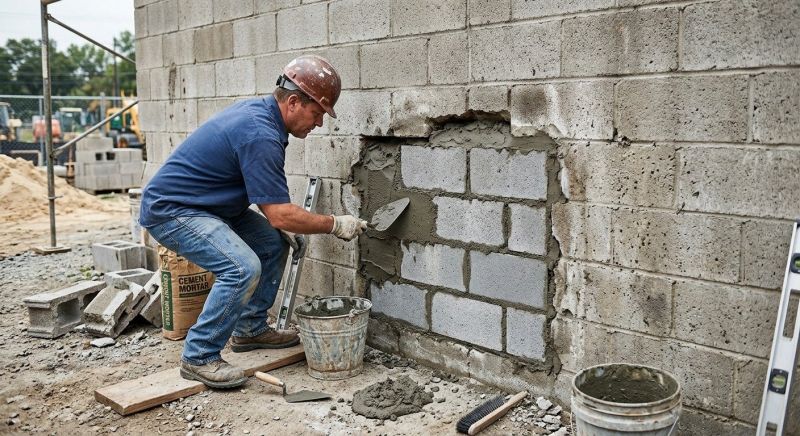 Cinder Block Wall Repair in North Hills, CA